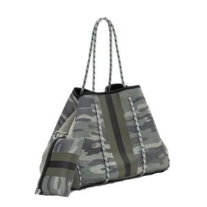 Neoprene Tote Bag, Green Camo